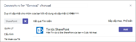 Hộp thoại Đường kết nối tin tức