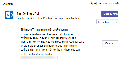 Hộp thoại Đường kết nối tin tức