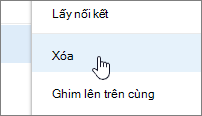 Mục menu Xóa trên menu hình elip