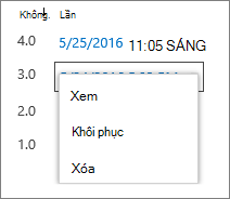 Tùy chọn lịch sử phiên bản (xem, khôi phục, xóa)
