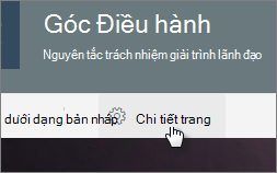 Menu Chi tiết Trang