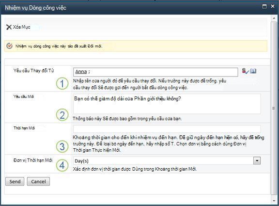 Biểu mẫu yêu cầu thay đổi nằm trong mục