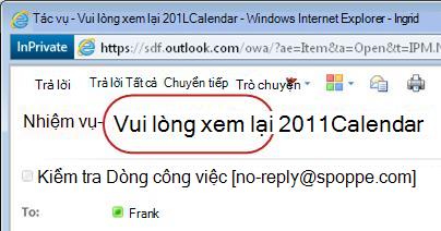 Vui lòng duyệt văn bản trên dòng Chủ đề của thông báo nhiệm vụ
