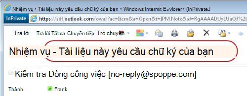Xác định văn bản trong thông báo nhiệm vụ