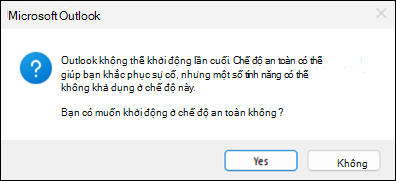 lỗi chế độ an toàn outlook cổ điển
