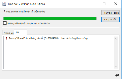 Lỗi kết nối với Thư viện Tài liệu SharePoint