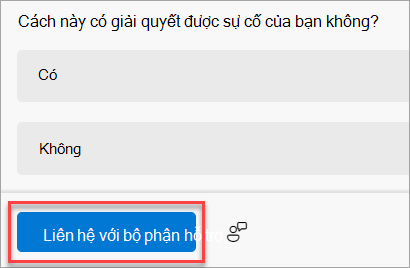Nút Liên hệ với bộ phận Hỗ trợ trong ứng dụng Nhận Trợ giúp.