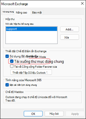 Ví dụ về tải xuống thư mục dùng chung trong Outlook