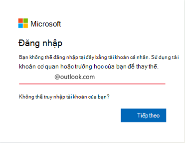 Ảnh chụp màn hình lỗi đăng nhập Outlook