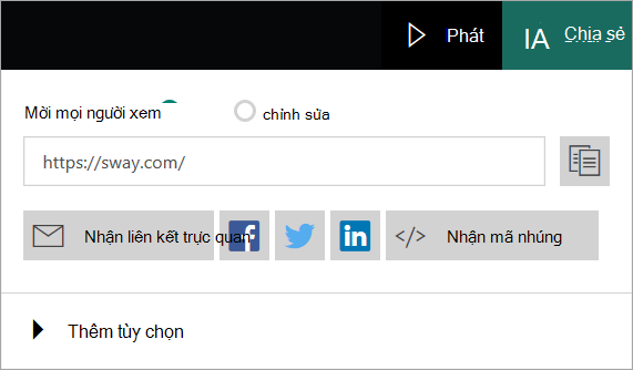 Menu Sway từ tài khoản Microsoft của bạn