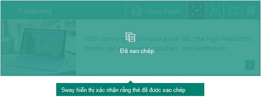 Xác nhận cho một thẻ được sao chép trong Sway