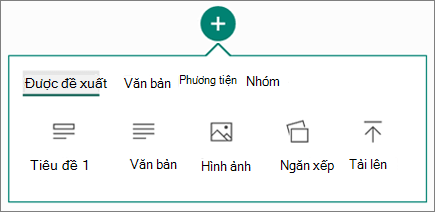 Ảnh chụp màn hình tùy chọn Chèn Nội dung.