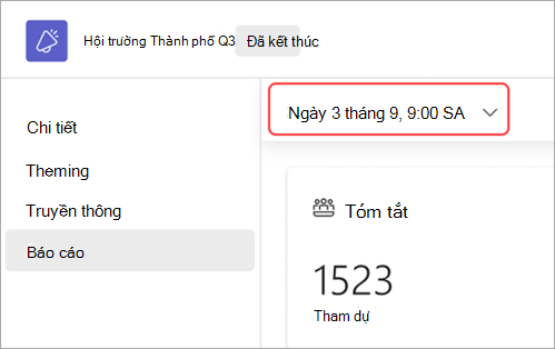 Ảnh chụp màn hình tô sáng giao diện người dùng về cách xem báo cáo tòa thị trấn cho một ngày khác
