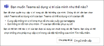 Vị trí chấp thuận Phương pháp Teams
