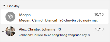 Ảnh chụp màn hình thư với bản xem trước thư cũng hiển thị tem thời gian.