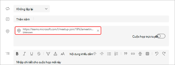Ảnh chụp màn hình hiển thị cách kết nối MTR với sự kiện trực tiếp trong Teams.