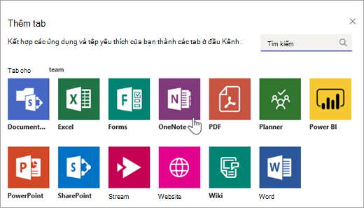 Thêm OneNote dưới dạng tab trong một nhóm.