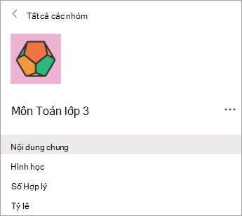 Các kênh trong nhóm lớp giáo viên lớp 7.