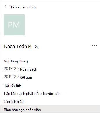 Kênh trong nhóm PLC.
