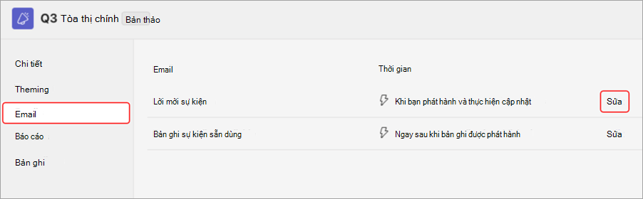 Ảnh chụp màn hình tô sáng UI để xem trước lời mời qua email cuộc họp toàn công ty