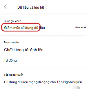 Teams-mobile-giảm cài đặt sử dụng dữ liệu