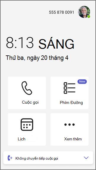 Trang chủ các phím đường dây điện thoại của Teams