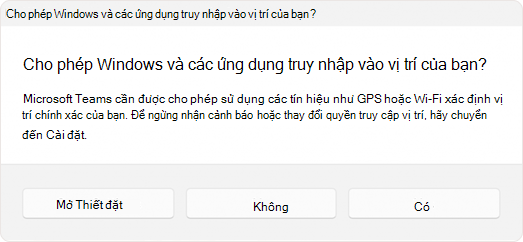 Ảnh chụp màn hình lời nhắc yêu cầu người dùng cho phép ứng dụng truy cập vị trí.