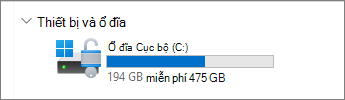 File Explorer image of available space on the C drive.