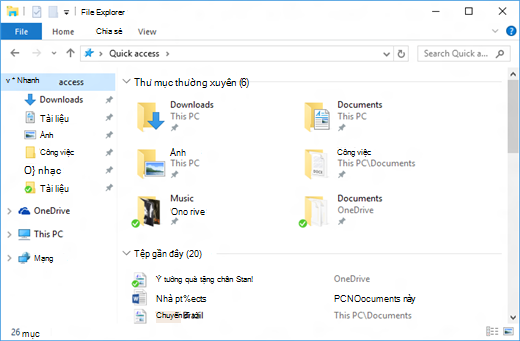 Truy nhập nhanh trong File Explorer