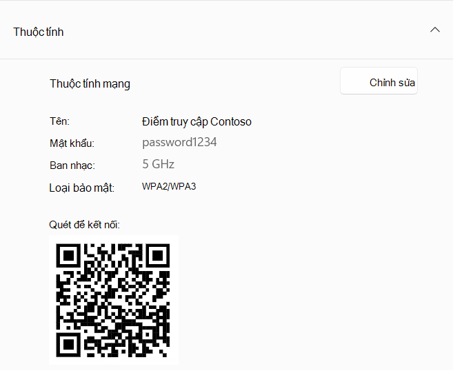Ảnh chụp màn hình mã QR dùng để kết nối với thiết bị Windows hoạt động như một điểm phát sóng.