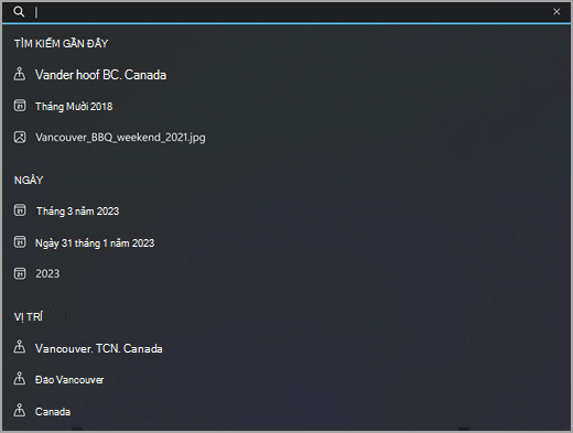 Tìm kiếm vị trí trong ứng dụng Ảnh.