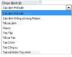 Chọn lệnh từ danh sách