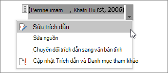 Chọn Tùy chọn Trích dẫn, rồi chọn Sửa Trích dẫn