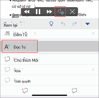 Nhấn vào Đọc To