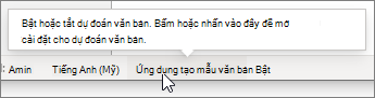 Công tắc Dự đoán Văn bản trên thanh trạng thái