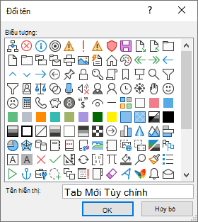 Đổi tên tab, nhóm hoặc lệnh và thêm biểu tượng