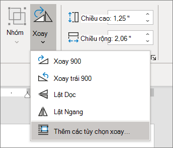 Xoay menu với tùy chọn xoay Khác được chọn