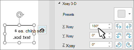 Hộp văn bản có 3D Rotation x 180 deg