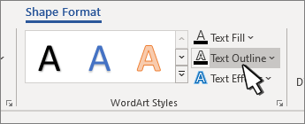 Viền ngoài Văn bản Kiểu WordArt được chọn