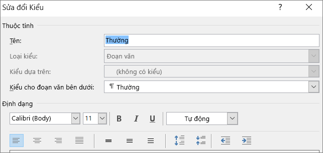 Sửa đổi Định dạng Kiểu trong Word