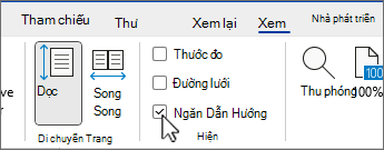 Word Dẫn hướng với hộp kiểm được chọn