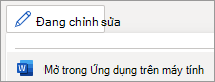 Menu chế độ Soạn thảo, lệnh Mở trong Ứng dụng trên máy tính