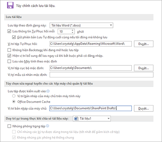 Word 2016 chọn Lưu
