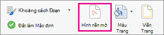 Tùy chọn Hình nền mờ được tô sáng trên tab Thiết kế.