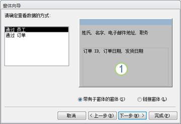显示窗体向导的子窗体页的屏幕截图