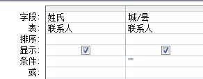 其条件设置为显示具有空白值字段记录的查询设计器