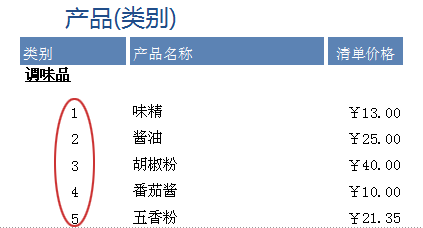 对报表中的项目进行编号