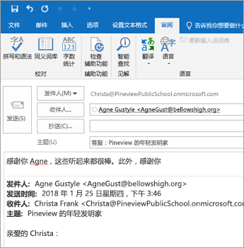 “审阅”选项卡的屏幕截图。