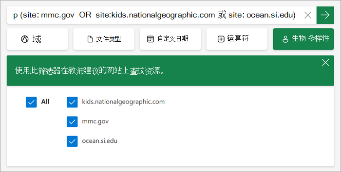 自定义筛选器打开时如何向学生显示该筛选器的屏幕截图。