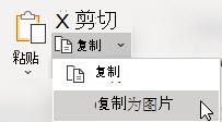 若要复制单元格、图表或对象区域，请转到“开始 > 复制 > 作为图片复制”。